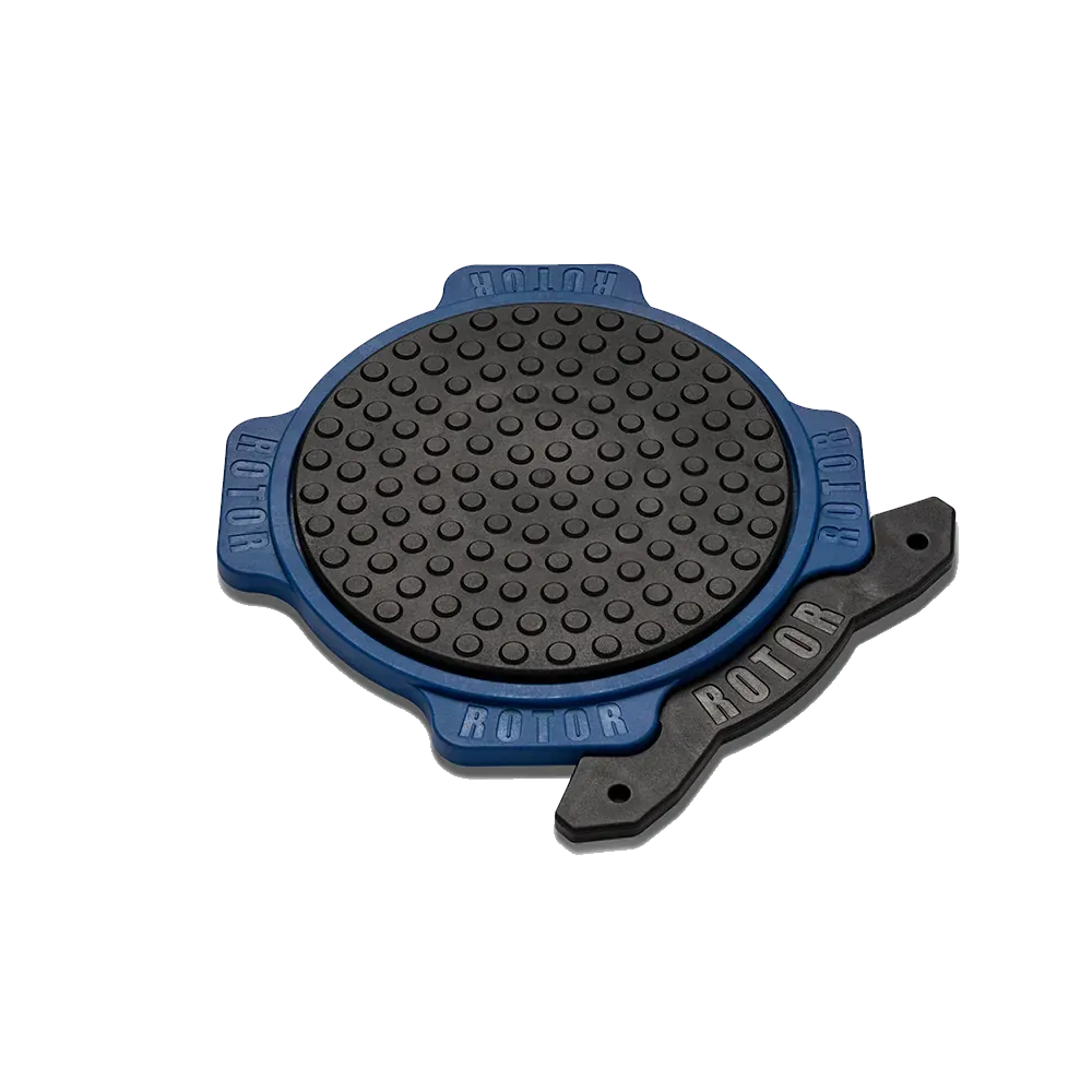 A blue and black object with the word rotor on it