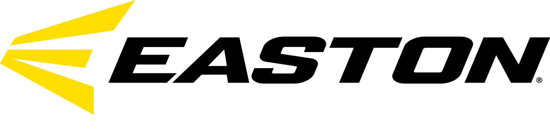 The easton logo is black and yellow with a yellow arrow.