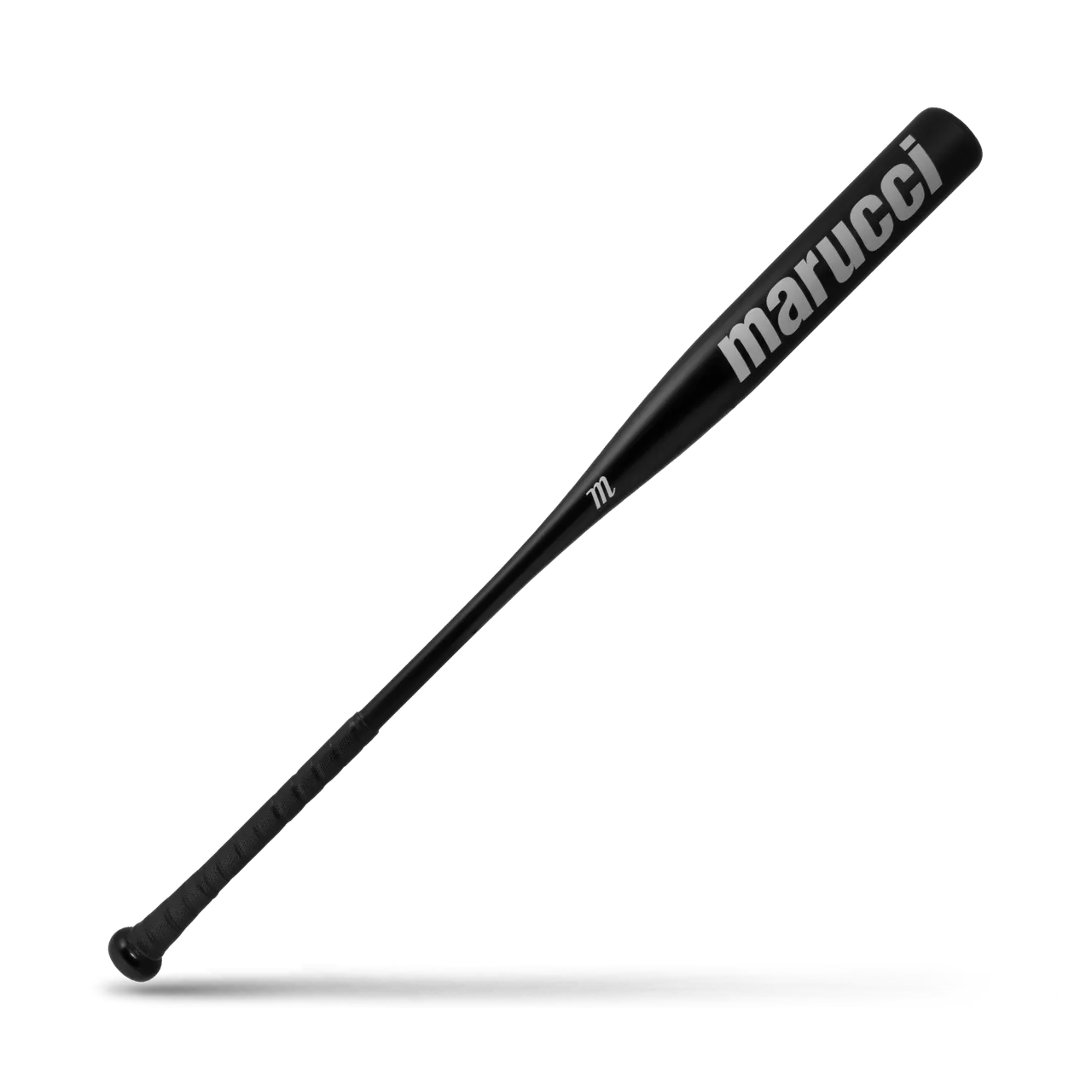A black marucci baseball bat on a white background