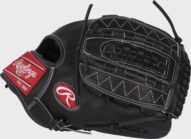 A rawlings baseball glove is shown on a white background