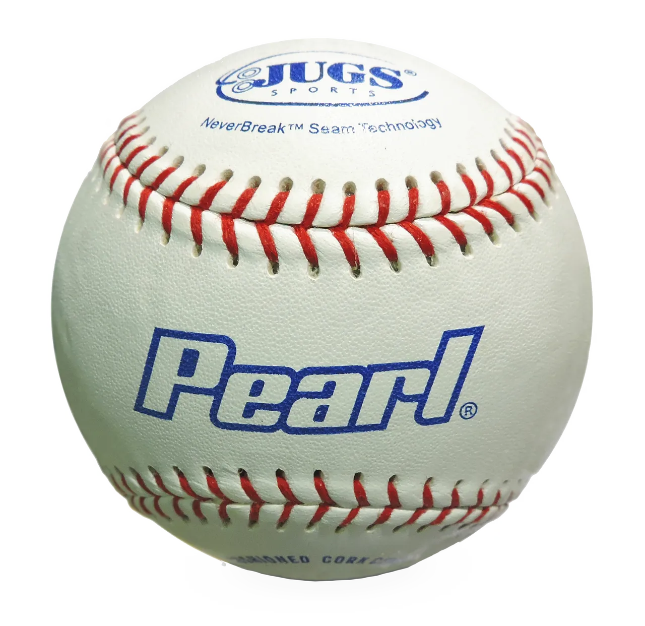 A white baseball with the word pearl on it