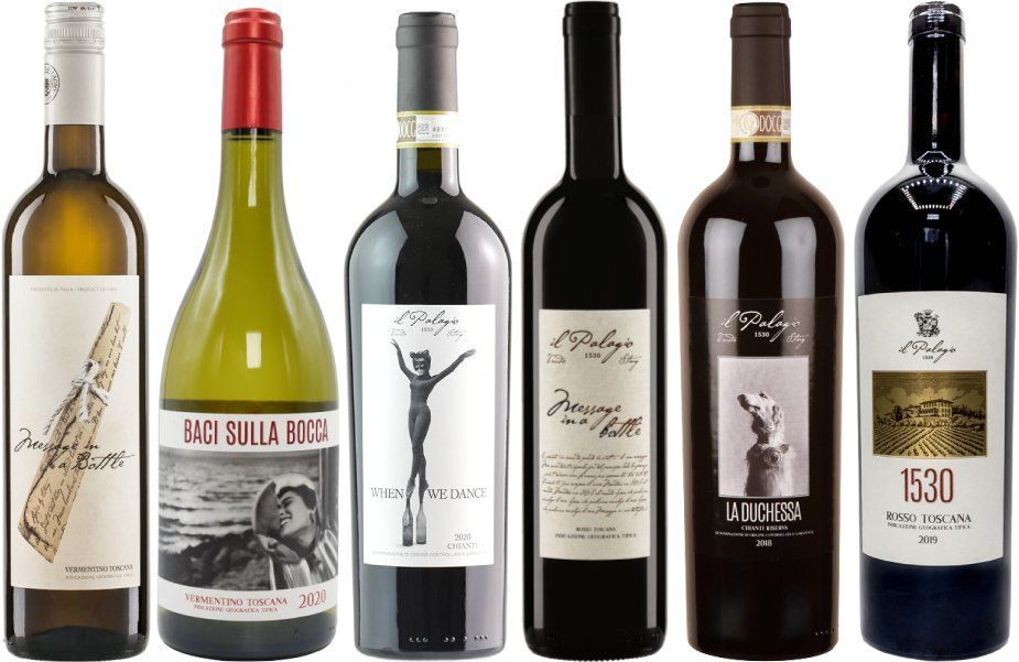 Il Palagio - Line-up of Wines, some named after Sting songs Il Palagio - Line-up of Wines, some named after Sting songs