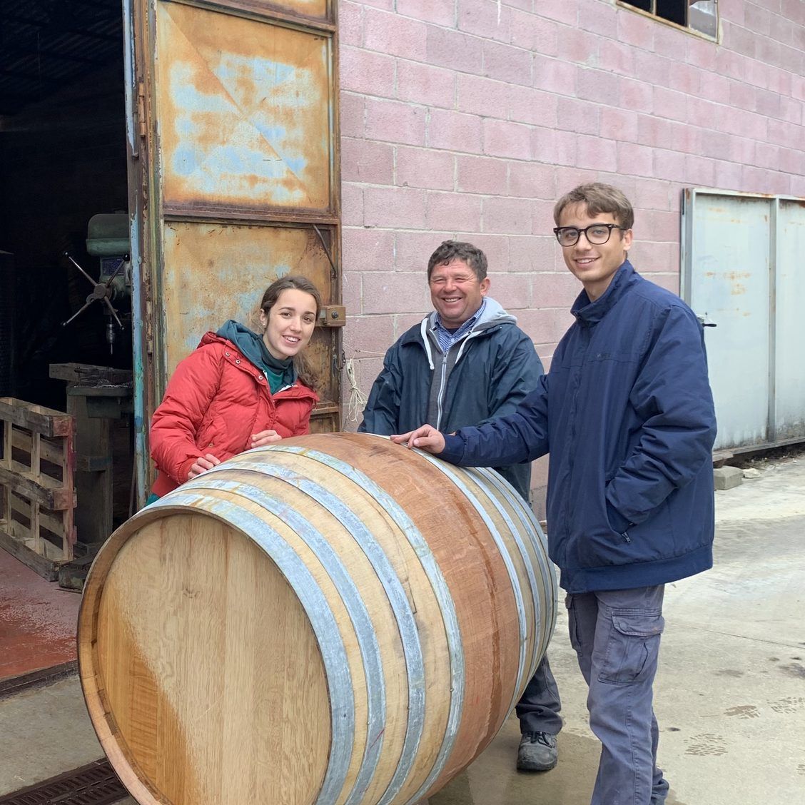 Meca and Rocco with barrel