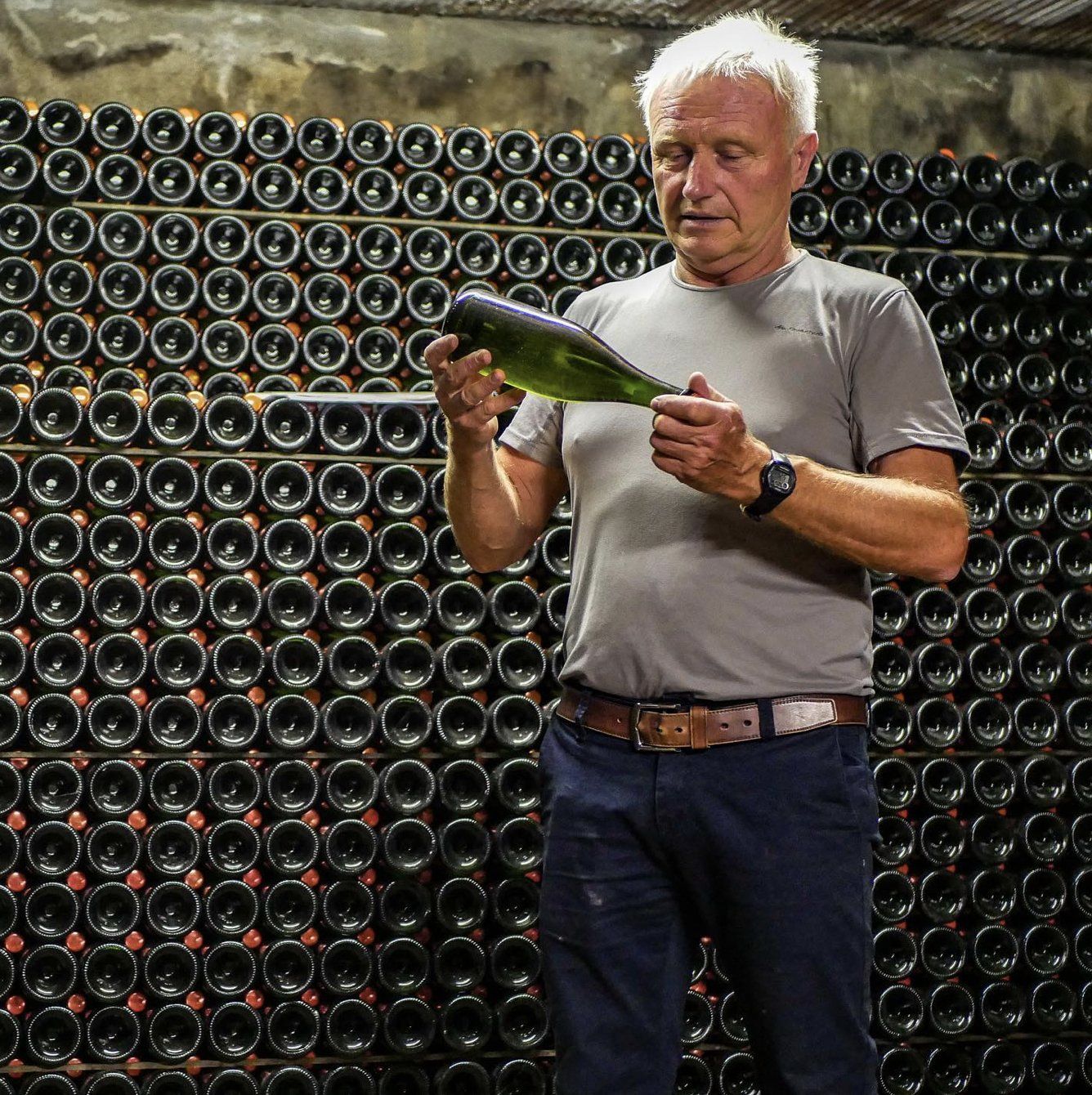 JL Denois in his cellars with his bubbles JL Denois in his cellars with his bubbles