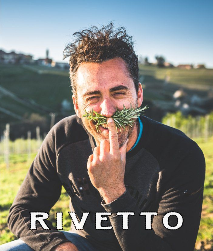 Enrico Rivetto with a sage moustache in vineyard Enrico Rivetto with a sage moustache in vineyard