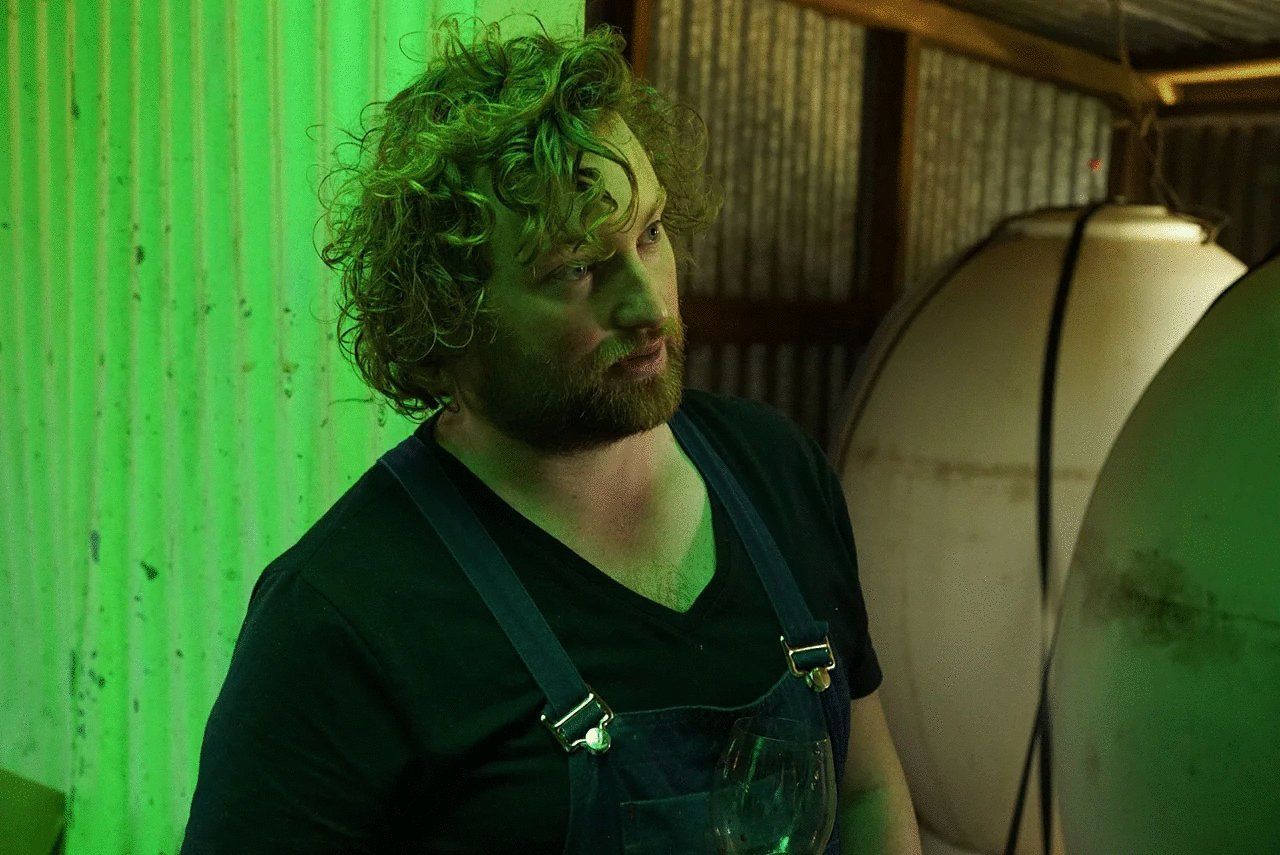Patrick Sullivan, winemaker, inside the winery cellar