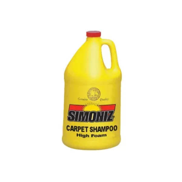 A yellow bottle of simoniz carpet shampoo