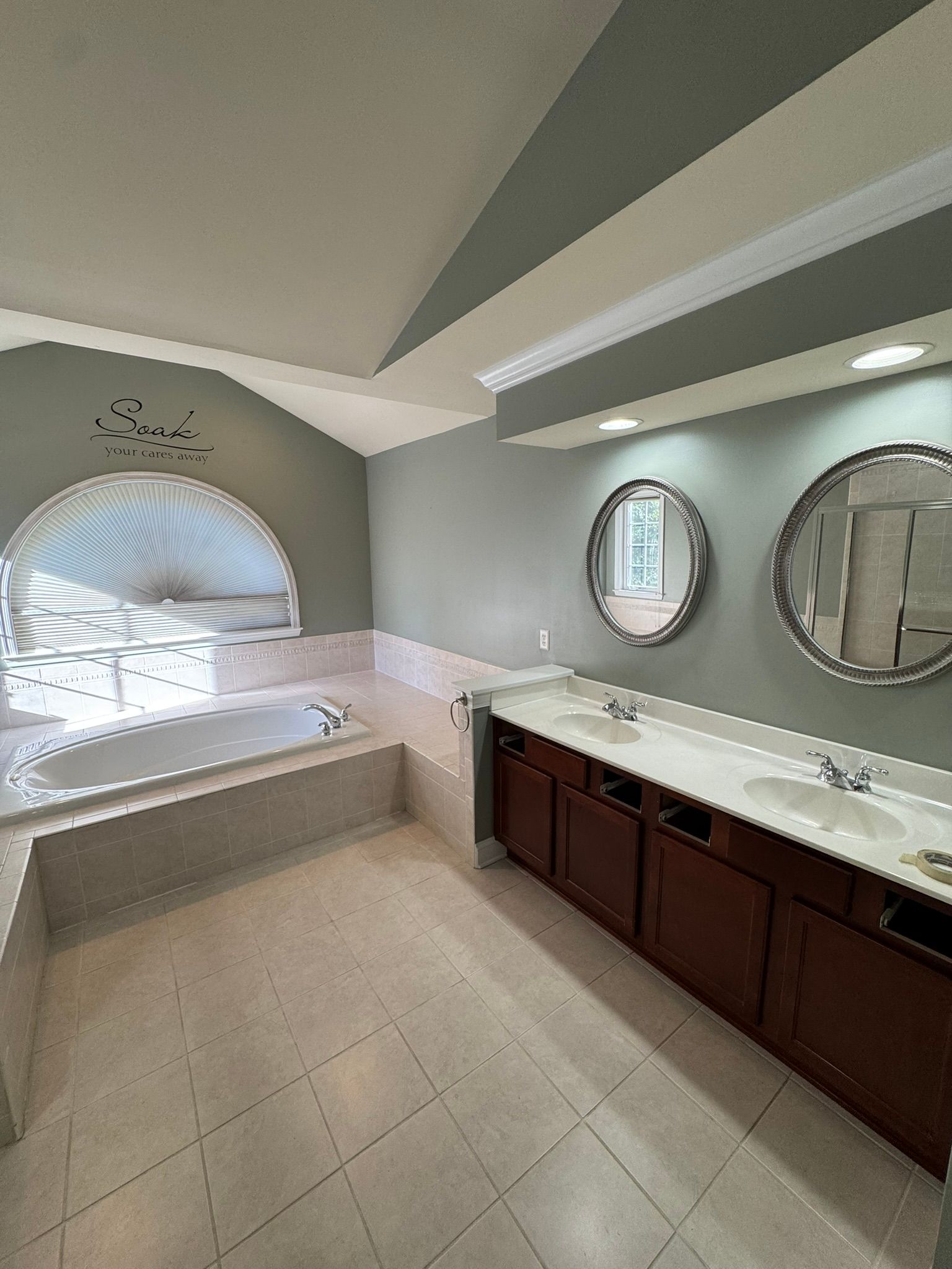 Outdated master bathroom before DreamSpace Remodeling renovation in Perry Hall, MD with small shower and limited storage