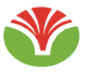 Disegno floreale rosso e bianco sopra un cerchio verde.