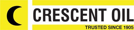 Crescent Oil logo with black crescent moon on yellow background and