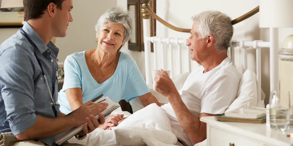 Senior citizen with carer