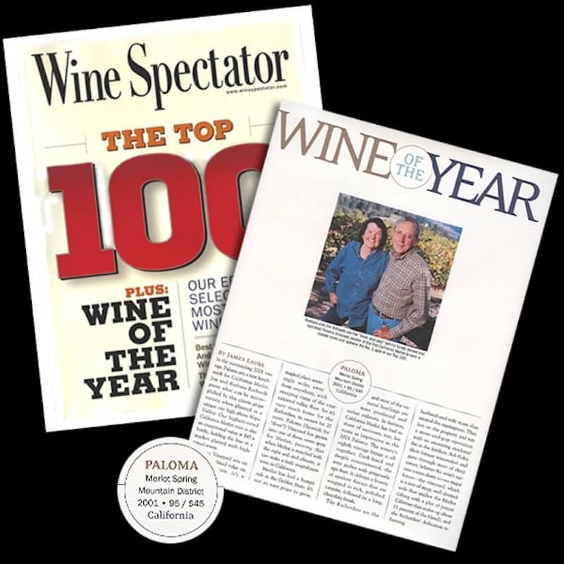 A wine spectator magazine and a wine of the year magazine