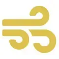 A yellow logo on a white background that looks like a swirl.