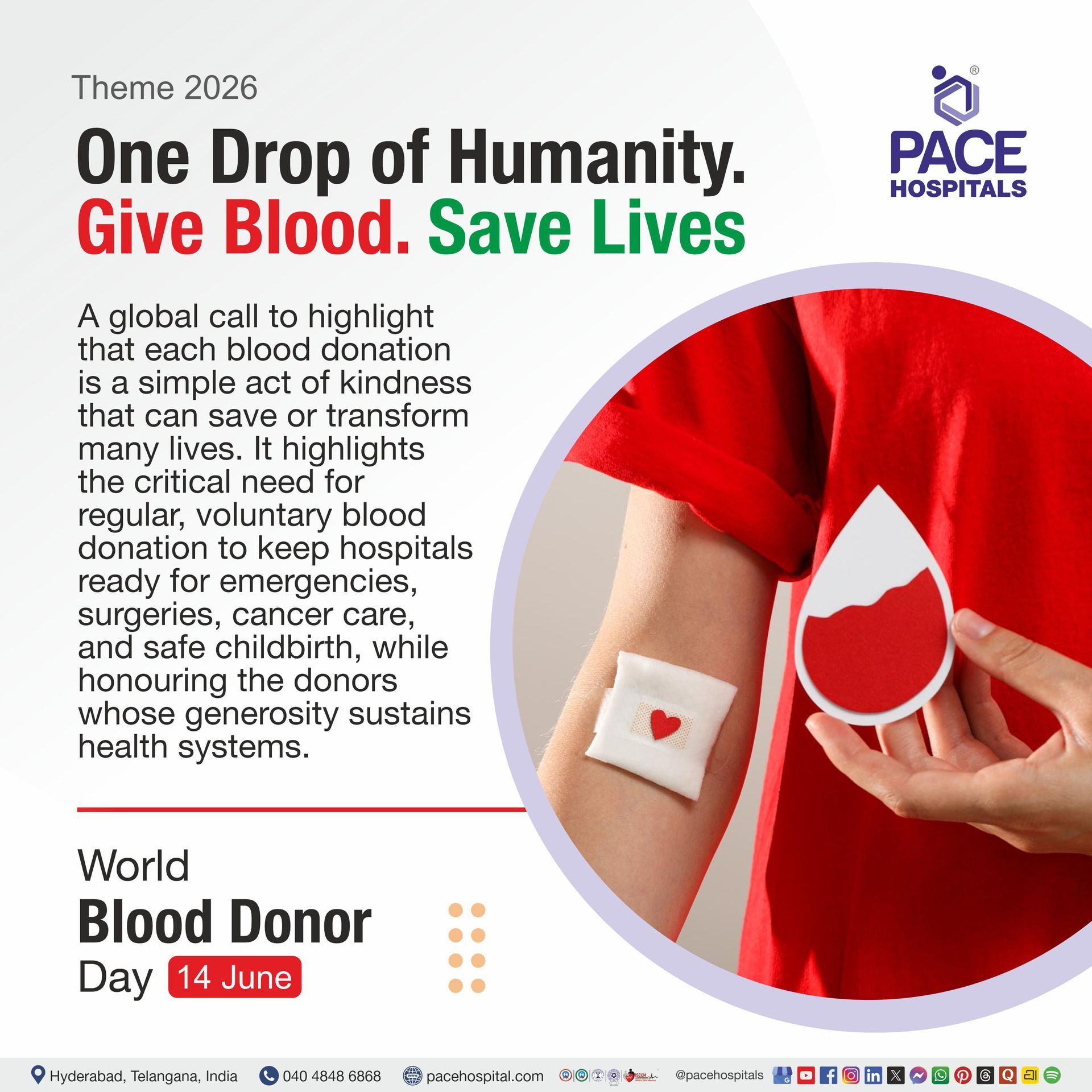 World Blood Donor Day Theme 2026 |  Theme of World Blood Donor Day 2026 | Visual outlining the theme of World Blood Donor Day 2026 along with a thank you message | What is the Theme of World Donor Day 2026