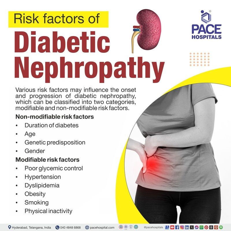 Diabetic nephropathy Risk factors risk factors for diabetic nephropathy | diabetic nephropathy risk factors | Visual outlining the risk factors of Diabetic nephropathy