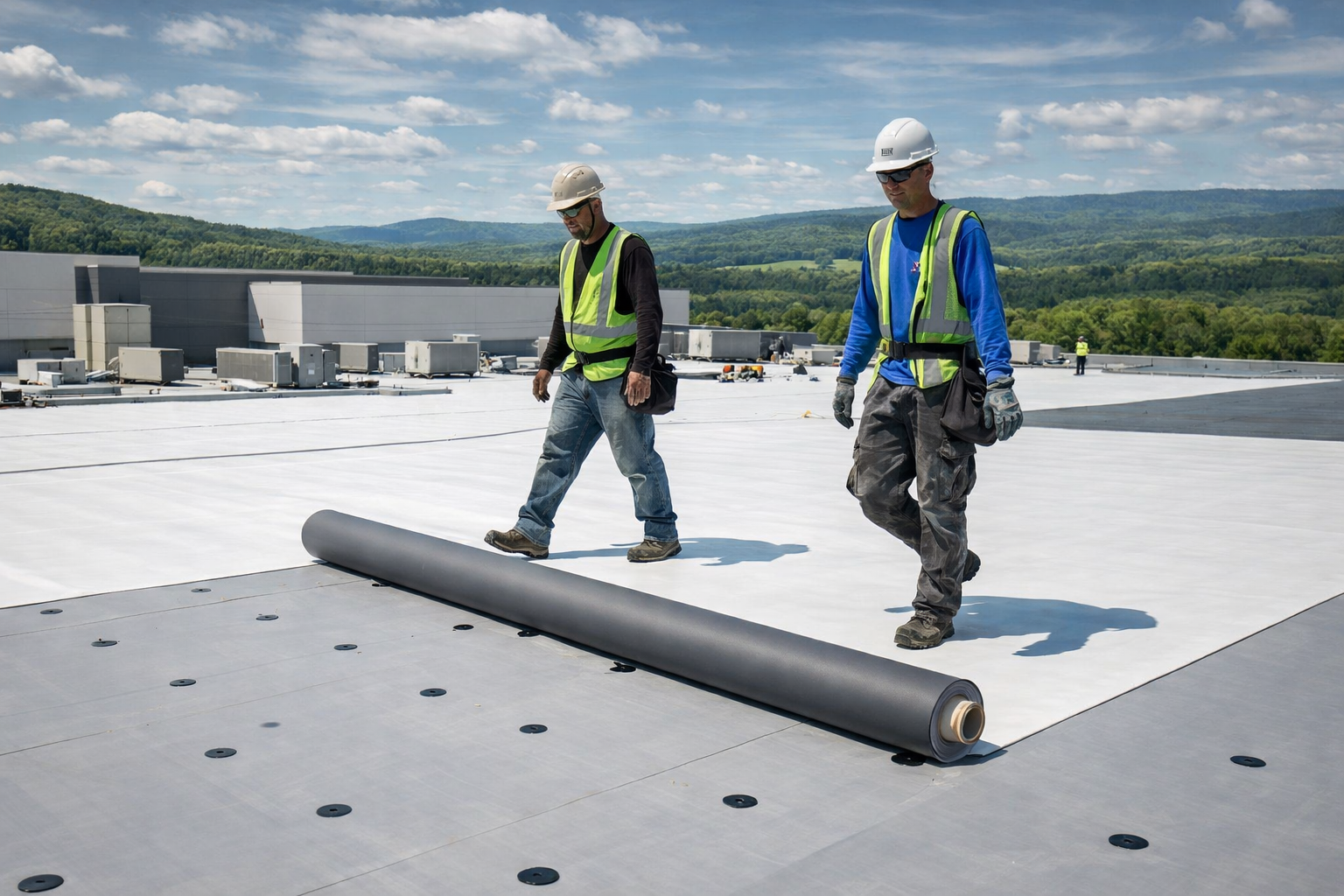 commercial Metal roof under construction in Howard