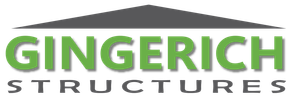 Gingerich Structures logo with green “GINGERICH” text and gray “STRUCTURES” under a gray roof shape