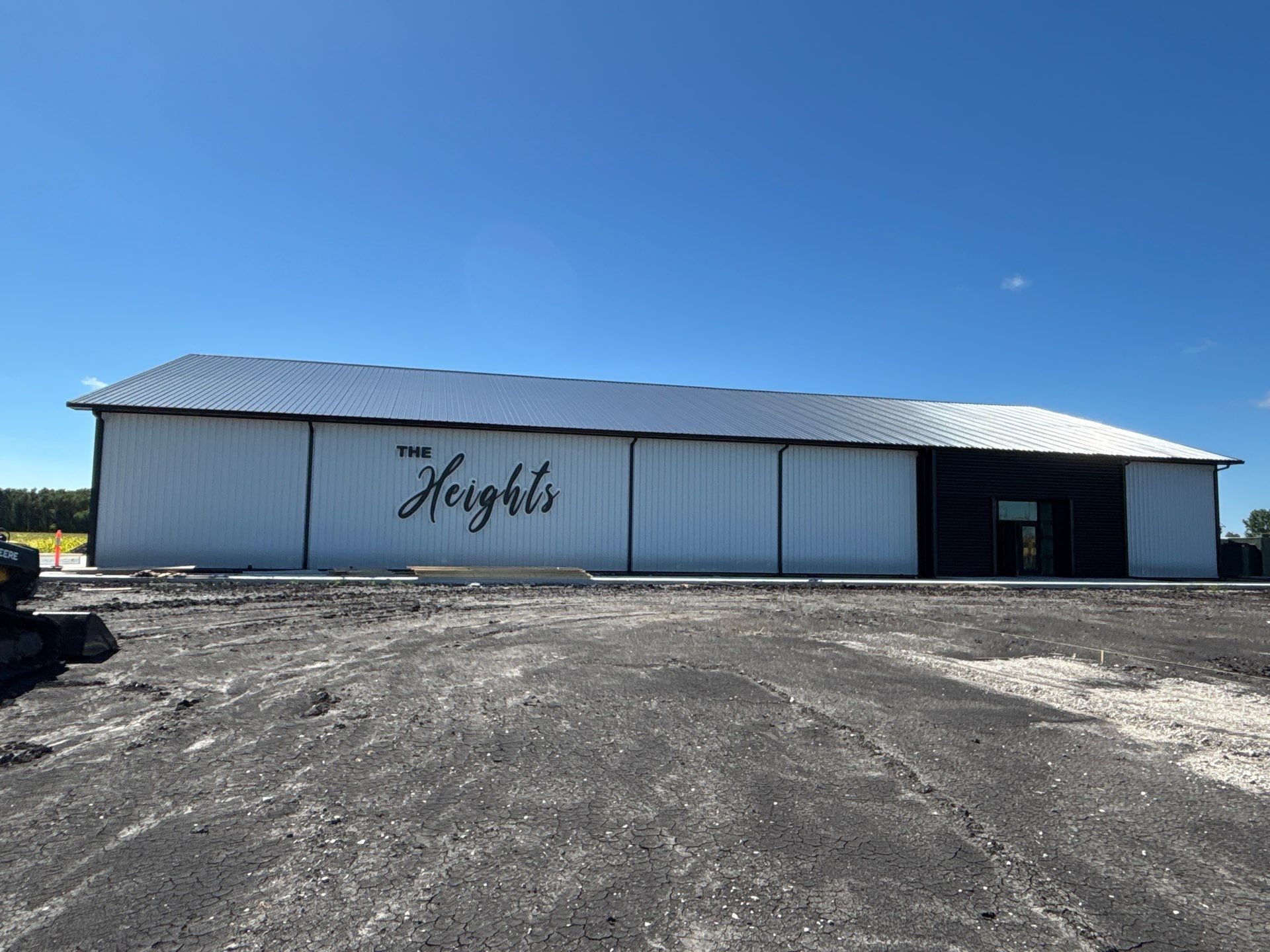 White metal building with
