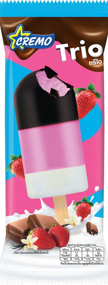 ทรีโอ วานิลลาและสตรอเบอร์รี | Trio Vanilla & Strawberry | Ice cream Cremo | ไอศกรีมครีโม