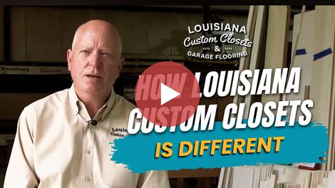 Louisiana Custom Closets promo thumbnail with man beside text: “How Louisiana Custom Closets is Different.