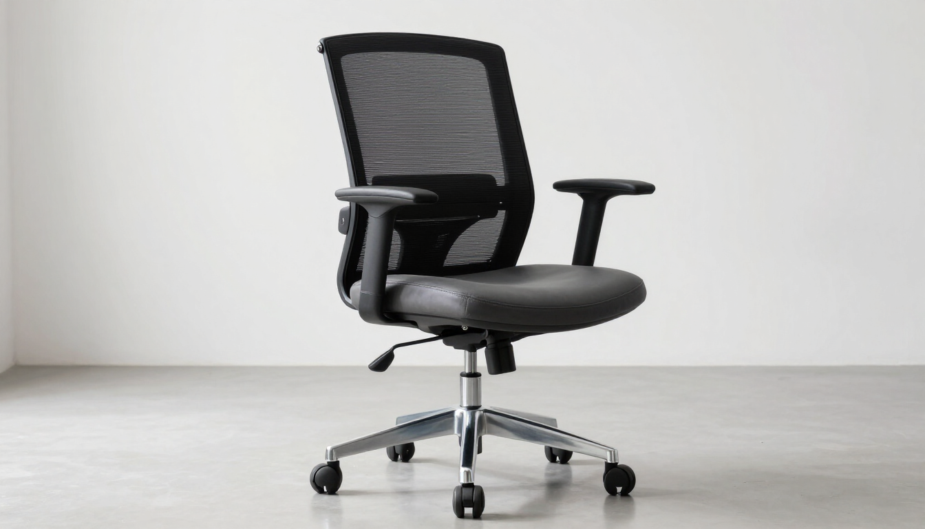 Silla giratoria para oficina con base resistente y ruedas