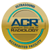 A gold badge that says acr radiology accredited facility on it.