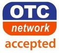OTC network accepted logo in blue, orange, and white