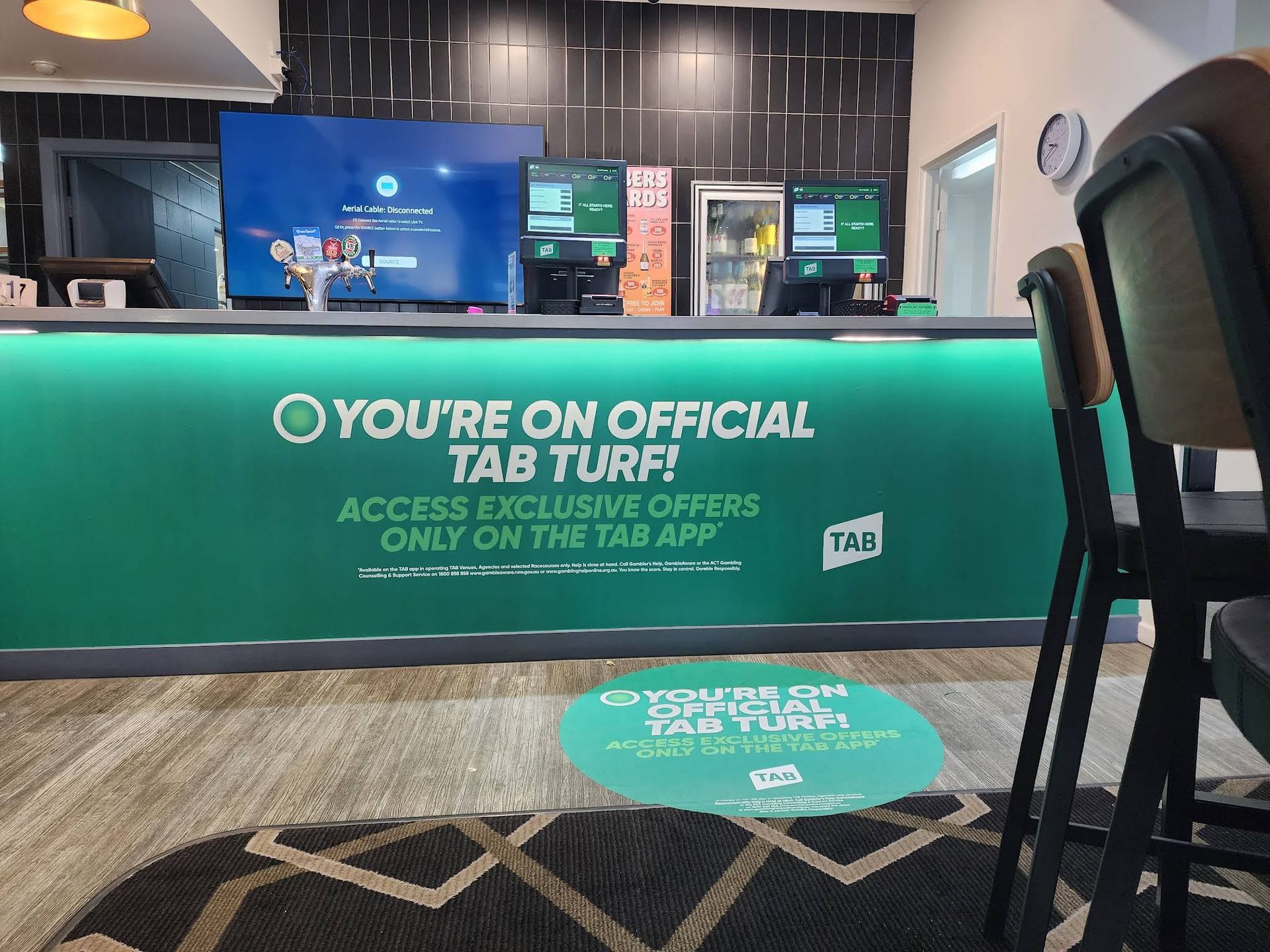 Empty Restaurant Bar With Green Tap — Lehmann Print Solutions in Proserpine, QLD