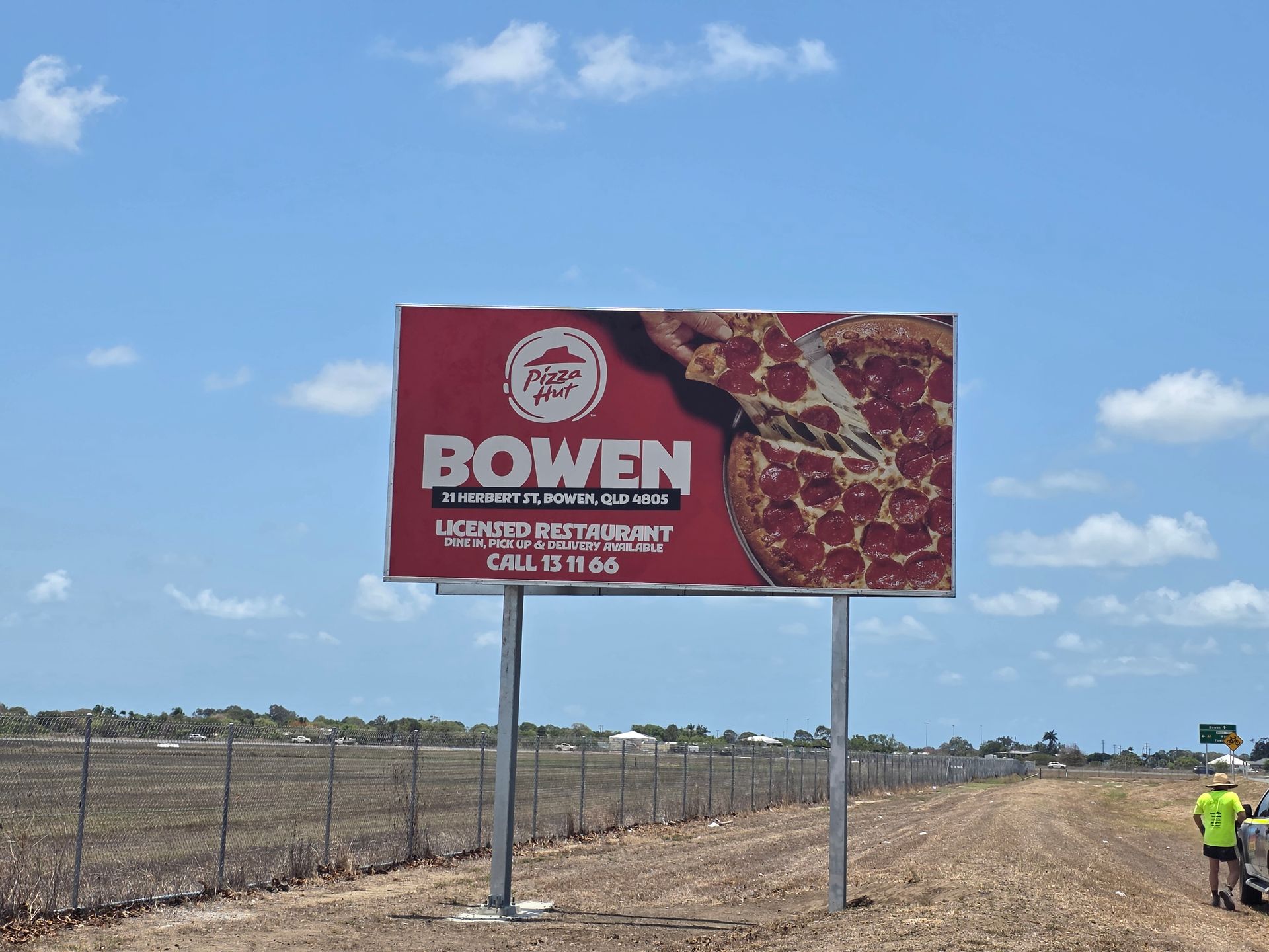 Billboard for Bowen With Maroon Background — Lehmann Print Solutions in Bowen, QLD