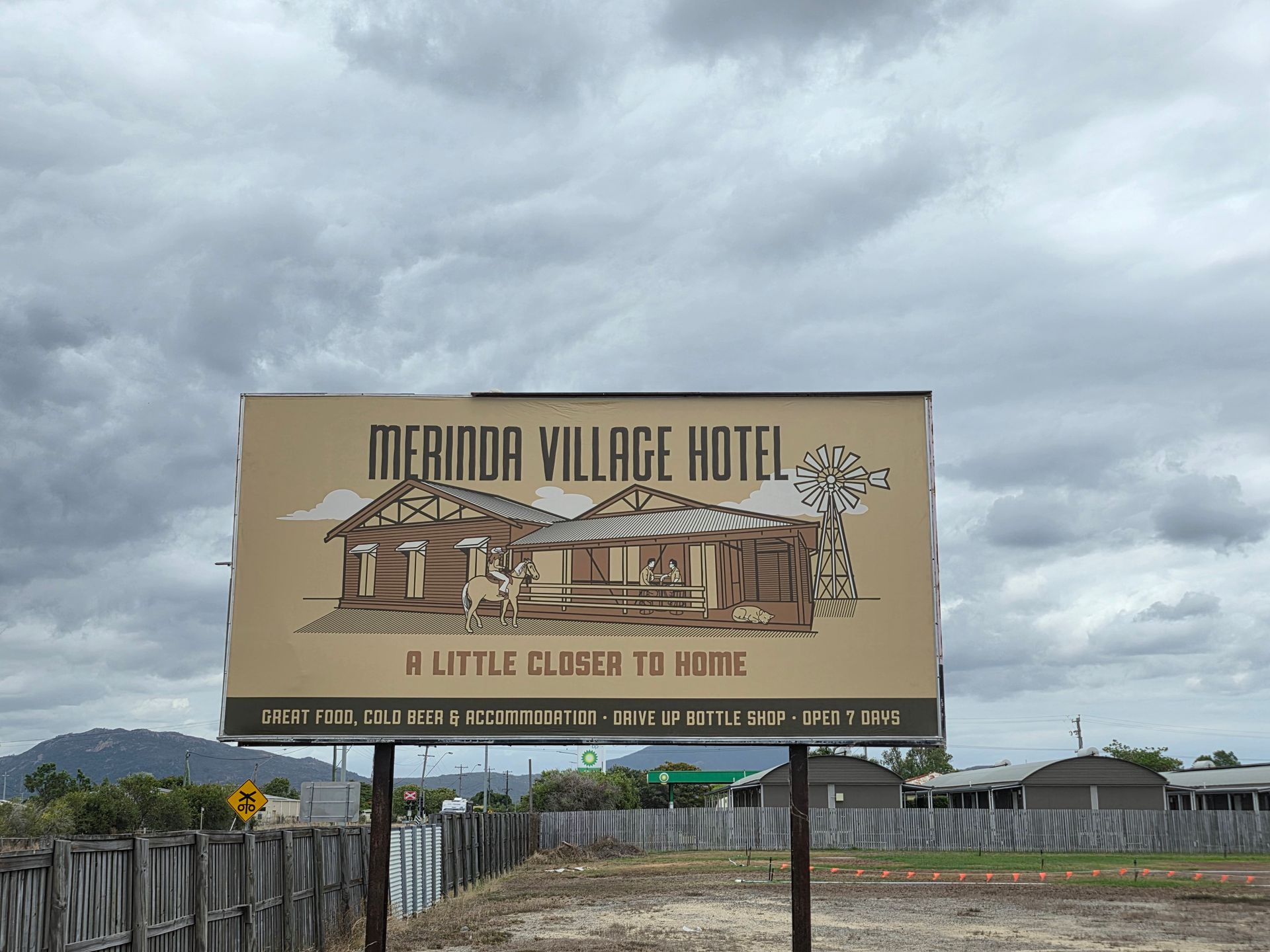 Mendota Village Hotel Billboard With a Vintage Motel Illustration — Lehmann Print Solutions in Bowen, QLD