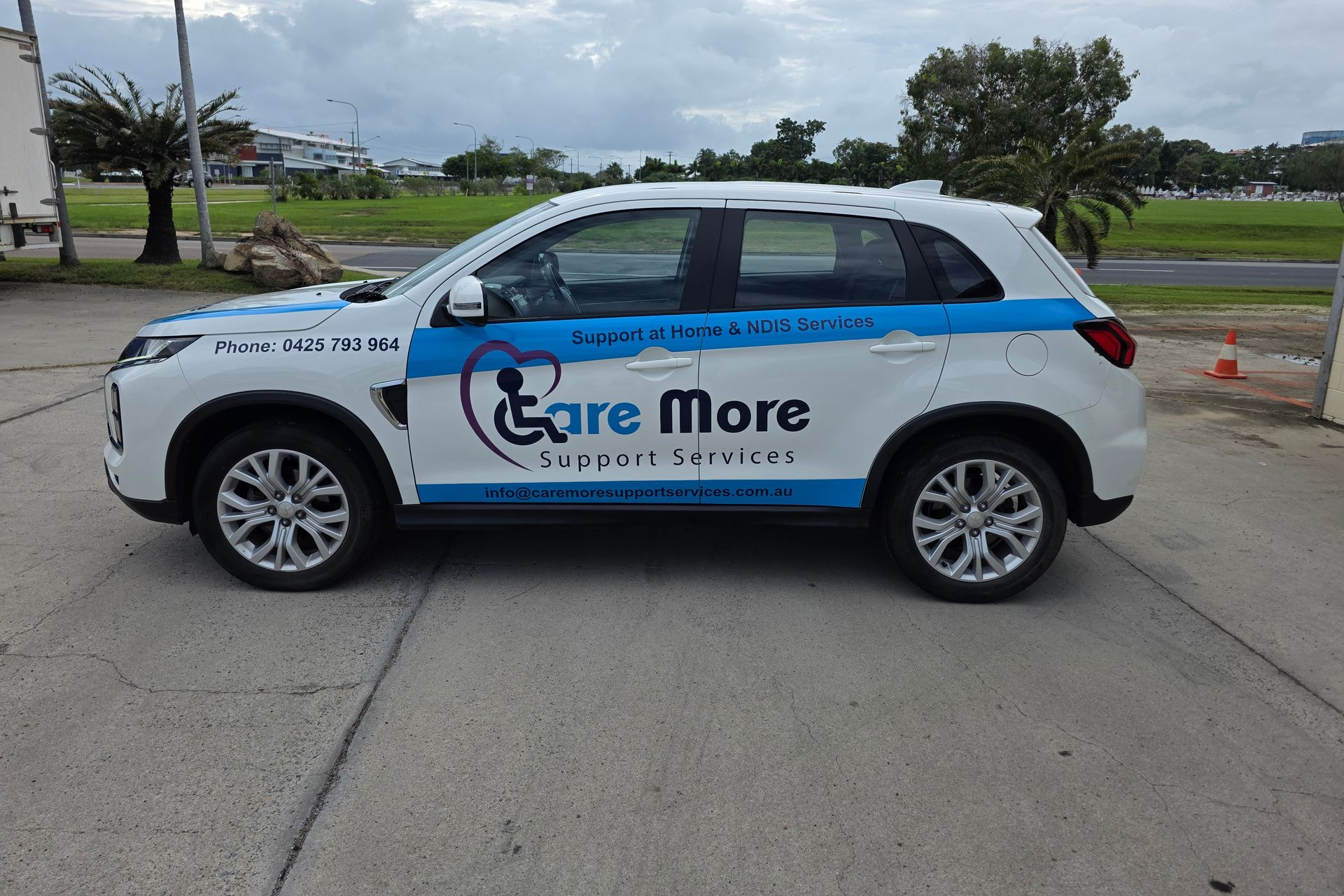 White and blue Care More — Lehmann Print Solutions in Bowen, QLD