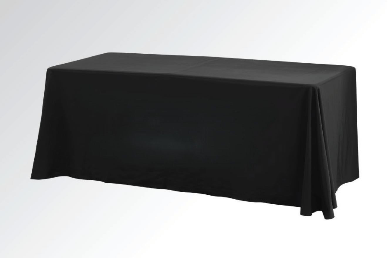 Black Branded Table Cover With Lehmann Print Solutions Logo — Lehmann Print Solutions in Bowen, QLD
