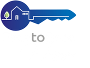 Blue key with house outline and