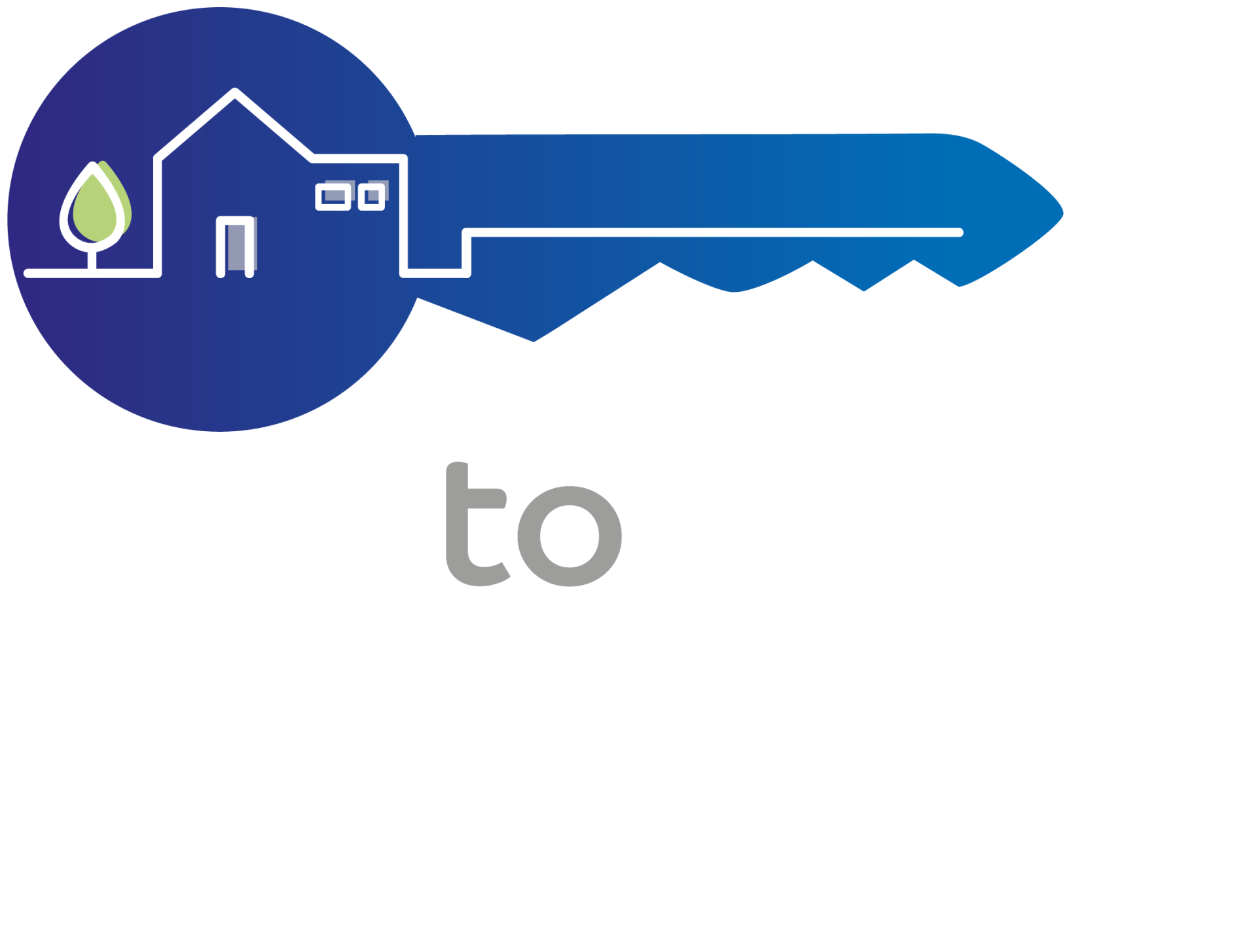 Blue key with house outline and 