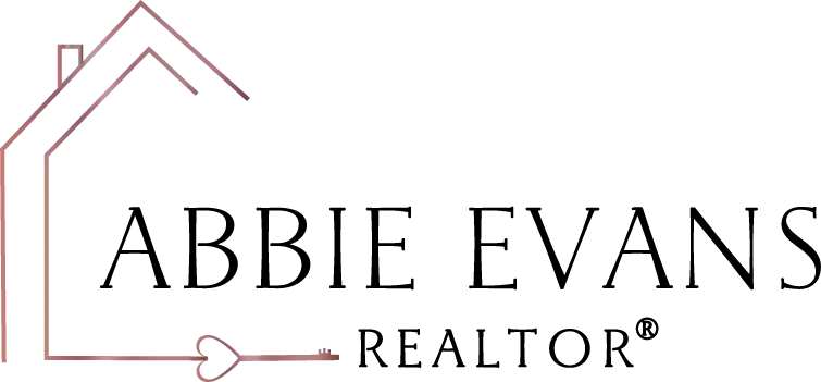 Abbie Evans Realtor logo with a house outline in burgundy and black text
