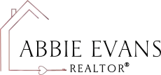 Abbie Evans Realtor logo with a house outline in burgundy and black text