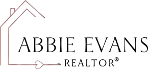 Abbie Evans Realtor logo with a house outline in burgundy and black text