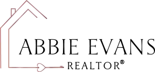 Abbie Evans Realtor logo with a house outline in burgundy and black text