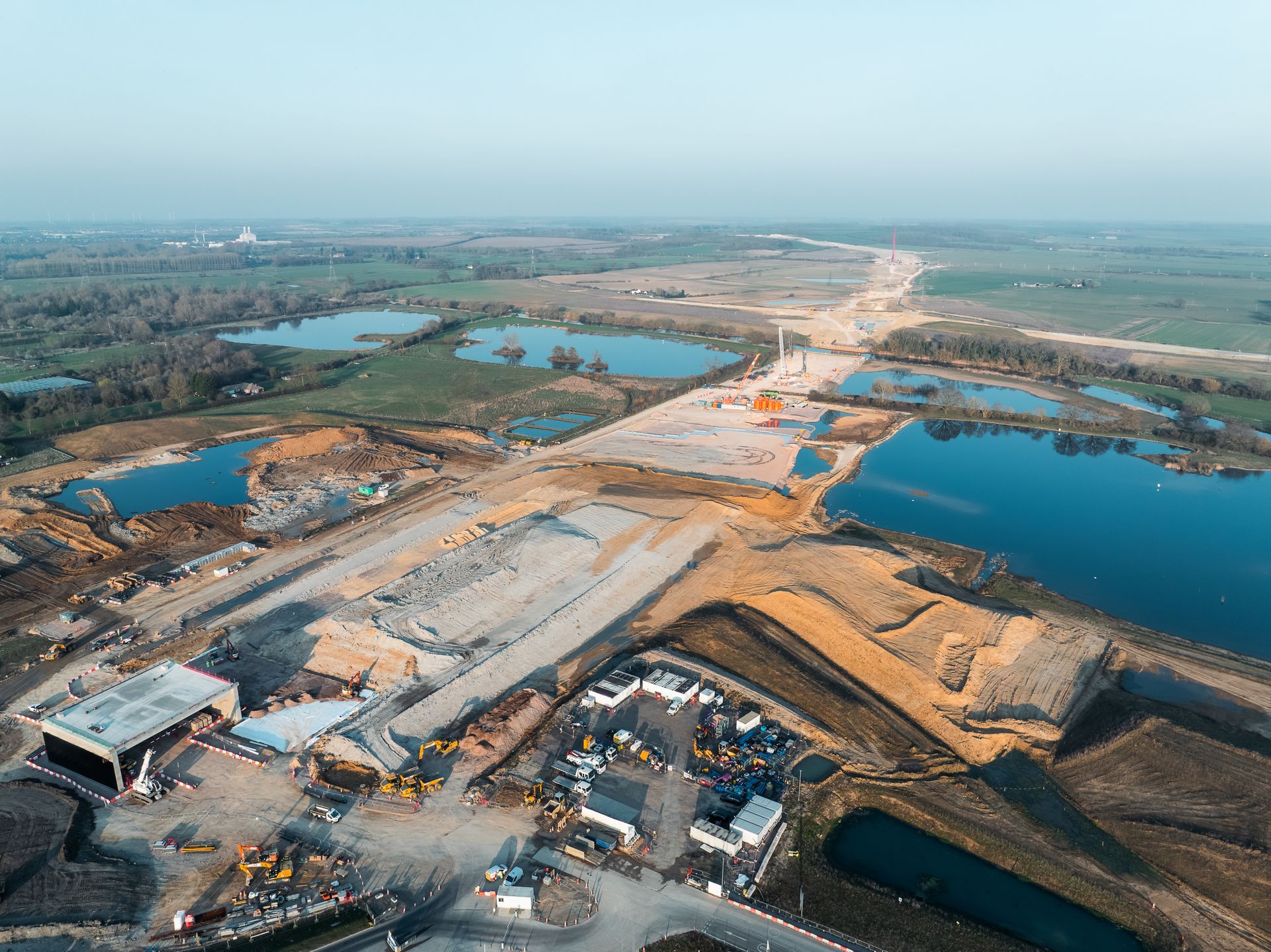 A428 Black Cat to Caxton Gibbet Road Construction Drone Photo