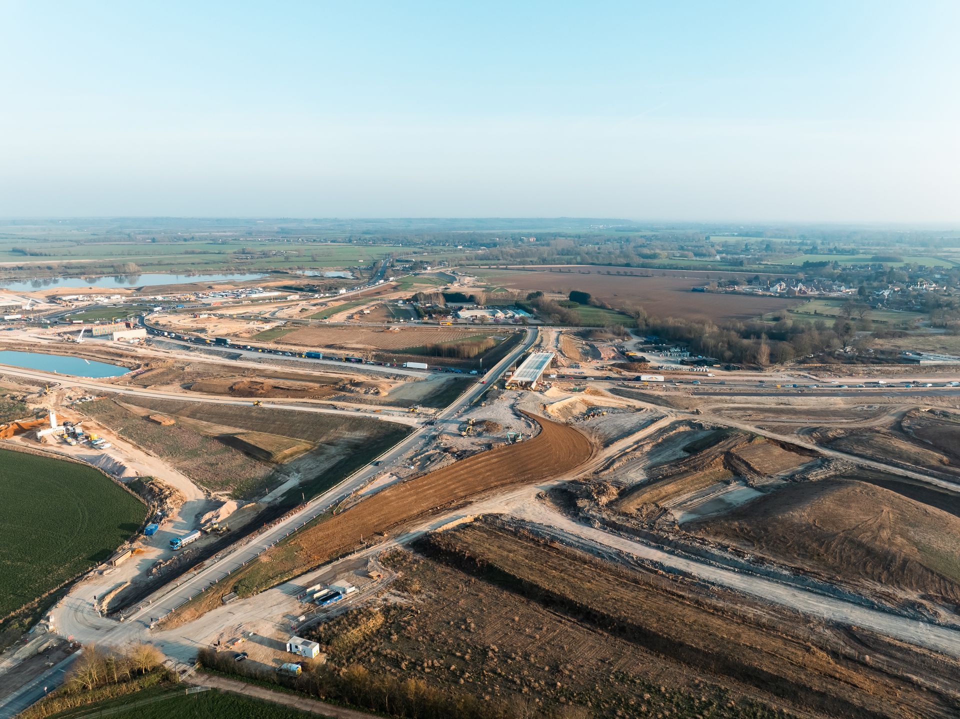 A428 Black Cat to Caxton Gibbet Road Construction Drone Photo
