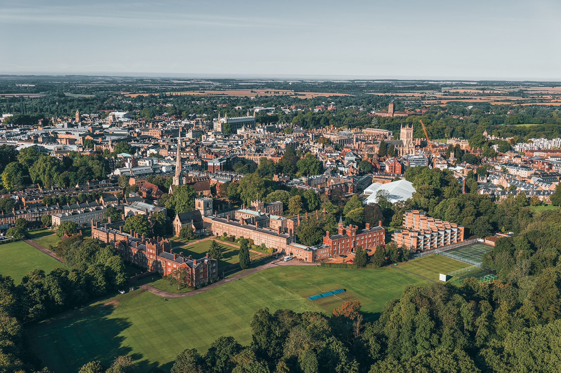 Drone photo of Jesus College, Cambridge