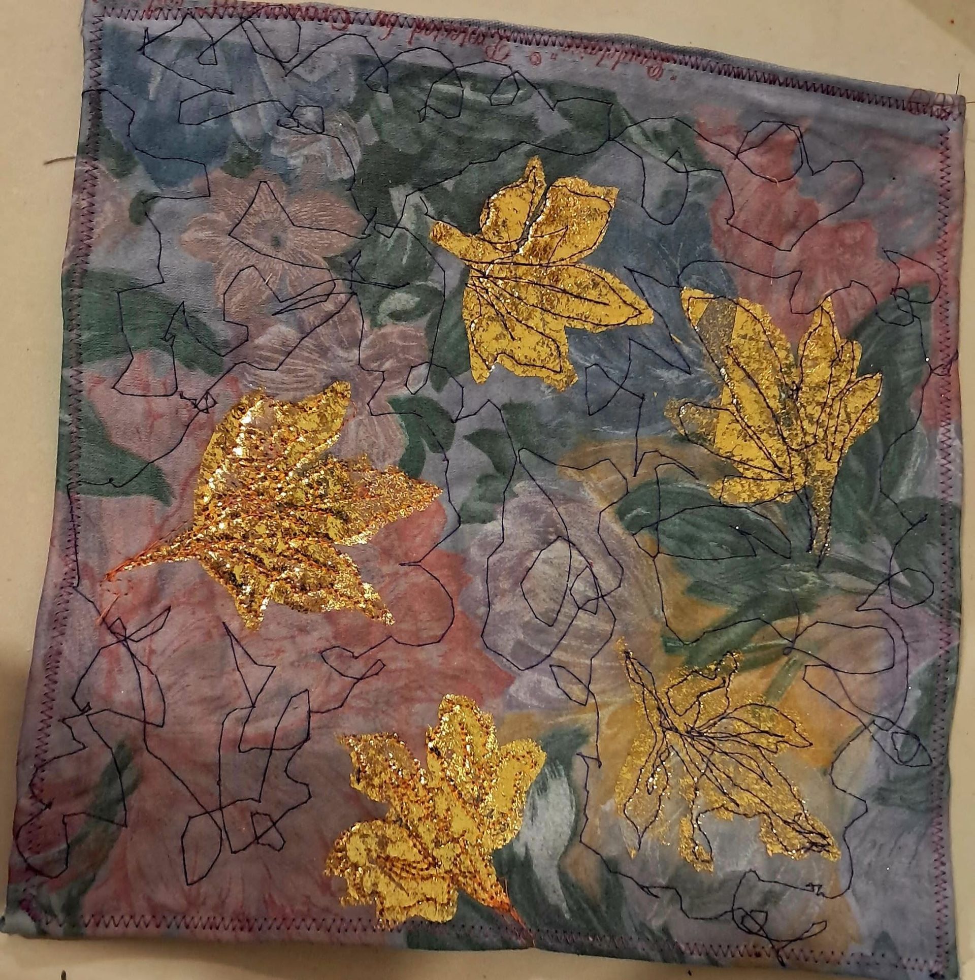 gold foil quilted leaves