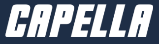 White “CAPELLA” wordmark on a dark blue background.