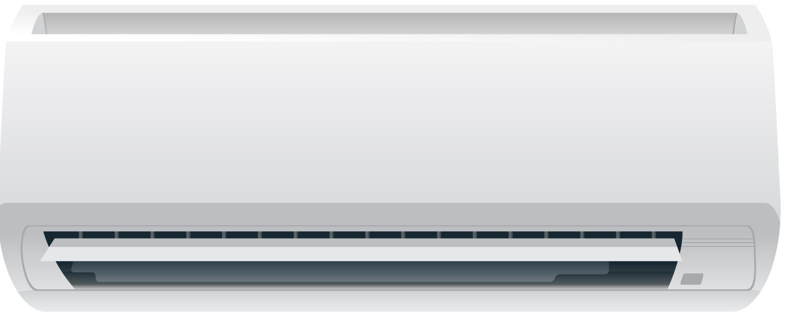 White wall-mounted air conditioner with a partially open vent.