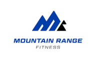 Logo for Mountain Range Fitness featuring a stylized blue and black mountain icon above the brand name in blue and gray.