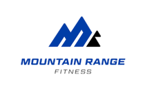 Logo for Mountain Range Fitness featuring a stylized blue and black mountain icon above the brand name in blue and gray.