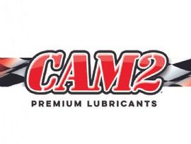CAM2 Premium Lubricants logo in red, black, and white