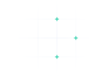 Three teal sparkles on a faint white grid background