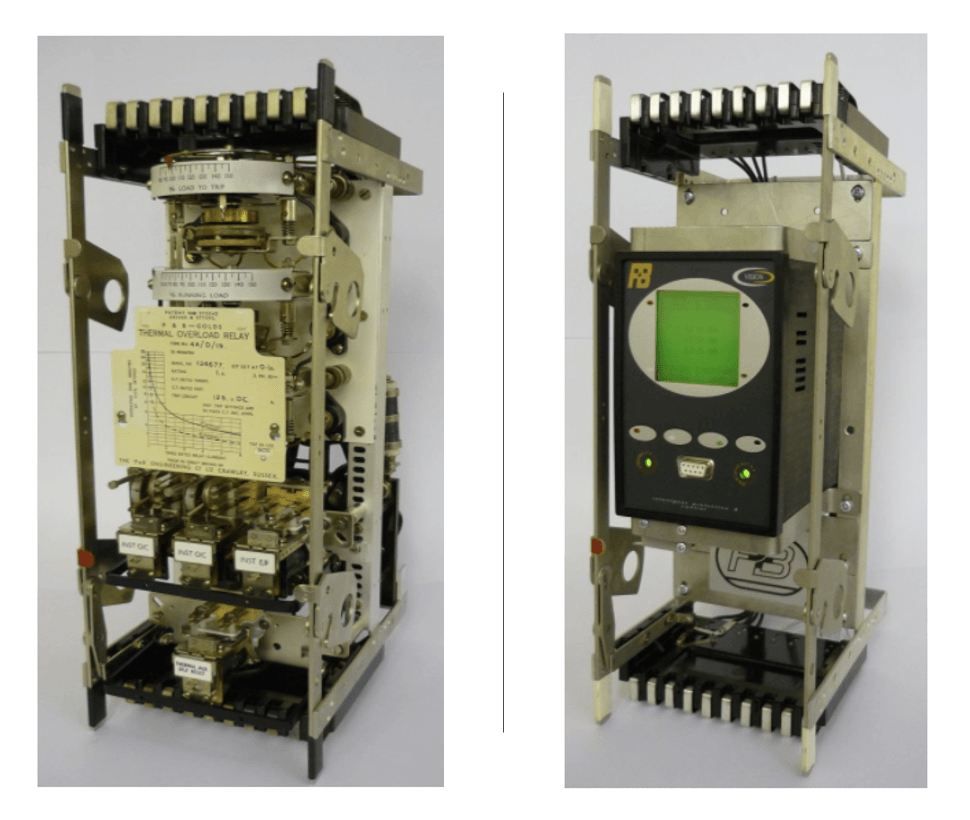 The front and back of a device with a green screen