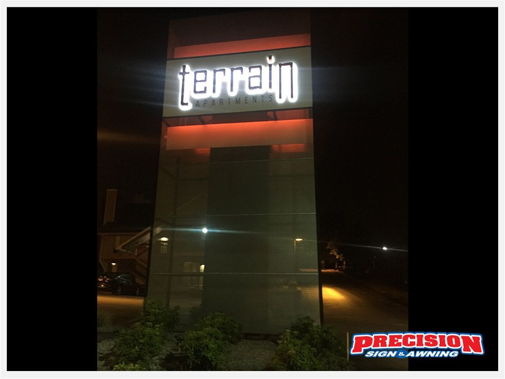 Lit up sign for